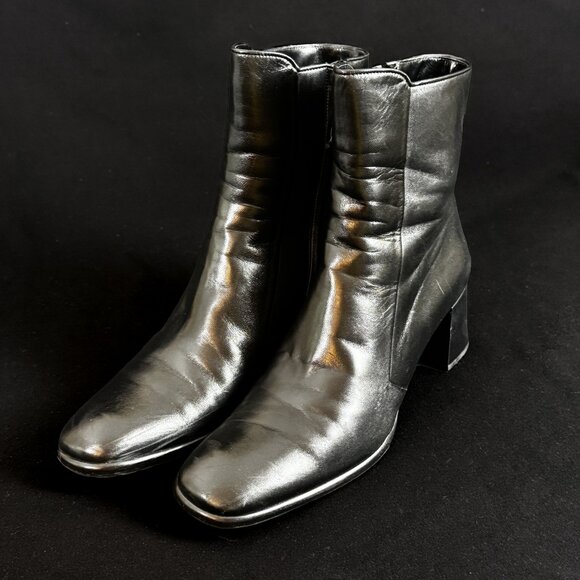 Salvatore Ferragamo Leather Zip Ankle Boots Size 8.5 AA - Picture 1 of 10